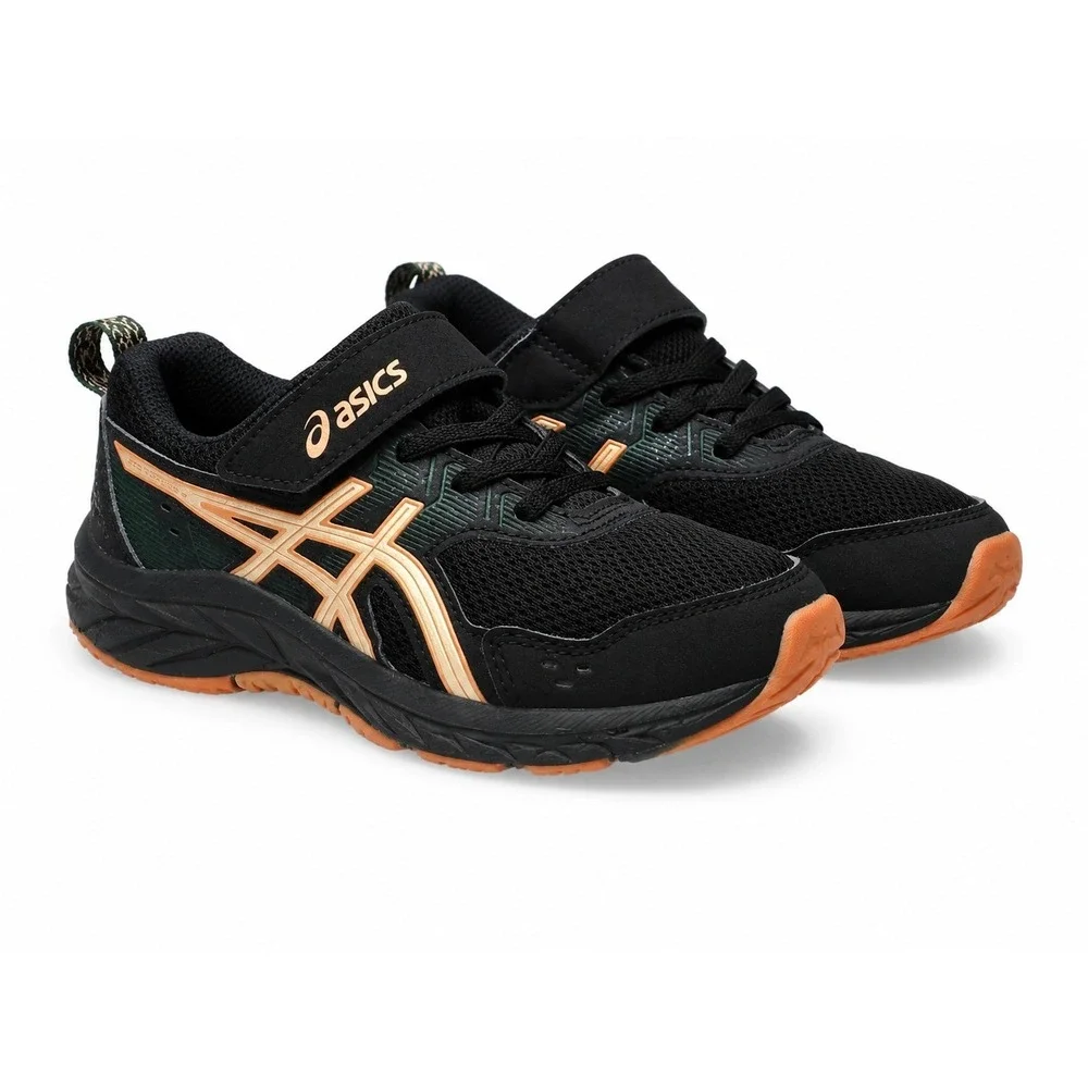 Asics Pre Venture 9 PS Kids Running Shoes Black Golden Orange Size K13